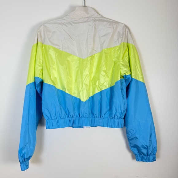 4/$25Colorblock Windbreaker Jacket Medium Blue Green Full Zip Lightweight Casual - Picture 2 of 10